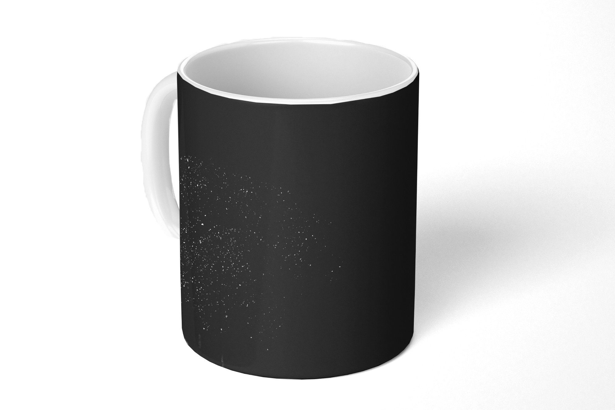 MuchoWow Tasse Brokkoli auf schwarzem Hintergrund in Schwarz und Weiß, Keramik, Kaffeetassen, Teetasse, Becher, Teetasse, Geschenk