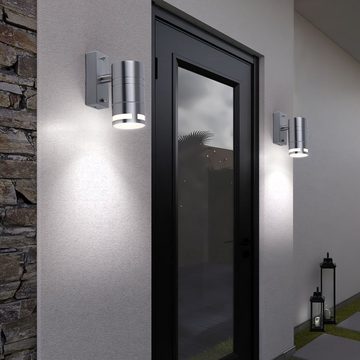etc-shop Außen-Wandleuchte, Leuchtmittel inklusive, Warmweiß, 3er Set LED Außen Wand Leuchten Edelstahl Spots Garten Lampen Down