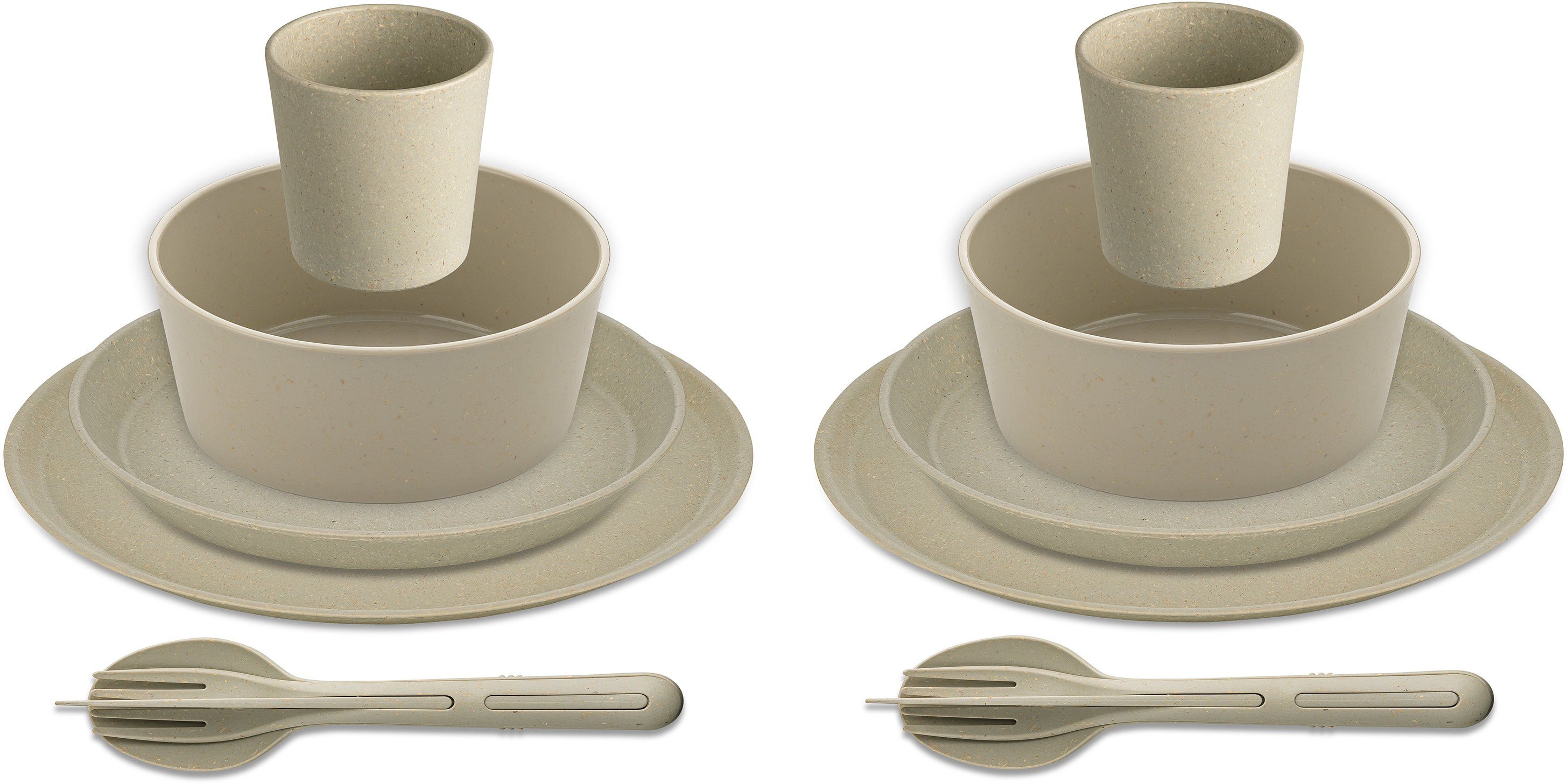KOZIOL Kombiservice Geschirr-Set, Service CONNECT SET HELSINKI (10-tlg), 2 Personen, Holz, Kunststoff, Made in Germany, 10 Teile, für 2 Personen