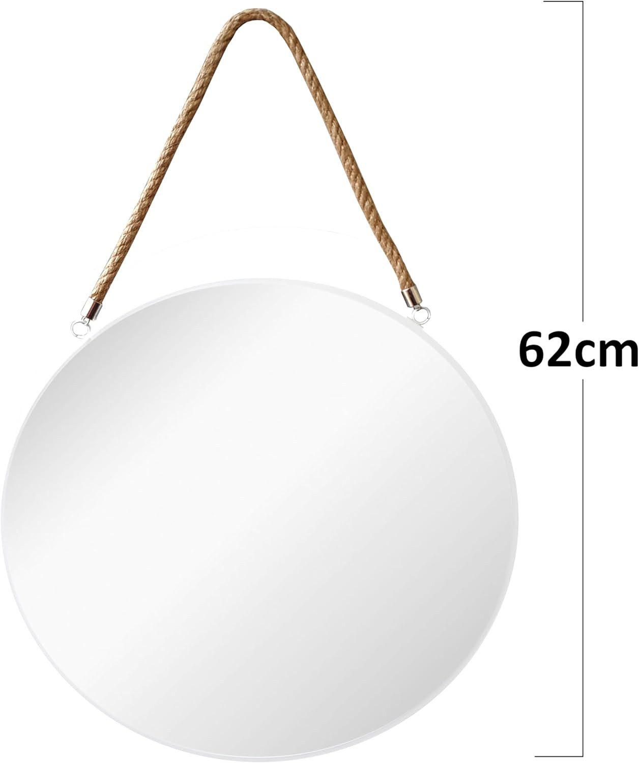 Provance Dekospiegel Runder Spiegel Wand- Badezimmer- Spiegel Weiß 43cm Ø Kordel Glas