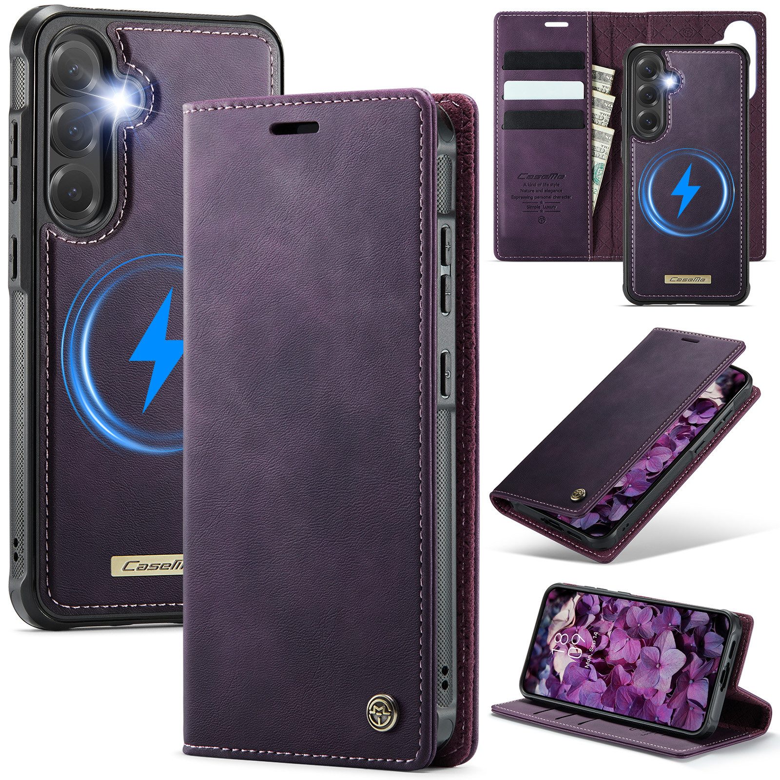 Mycotech Handyhülle Premium 2in1 Klapphülle für Samsung mit abnehmbarem Case Retro Tasche