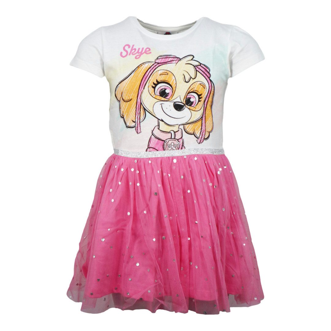 PAW PATROL Tüllkleid Paw Patrol Skye Kinder Mädchen kurzarm Kleid Gr. 92-128 Baumwolle