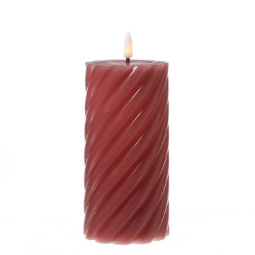 MARELIDA LED-Kerze TWIST Echtwachs gedrehte Stumpenkerze flackernd H: 17,5cm Timer rosa (1-tlg)