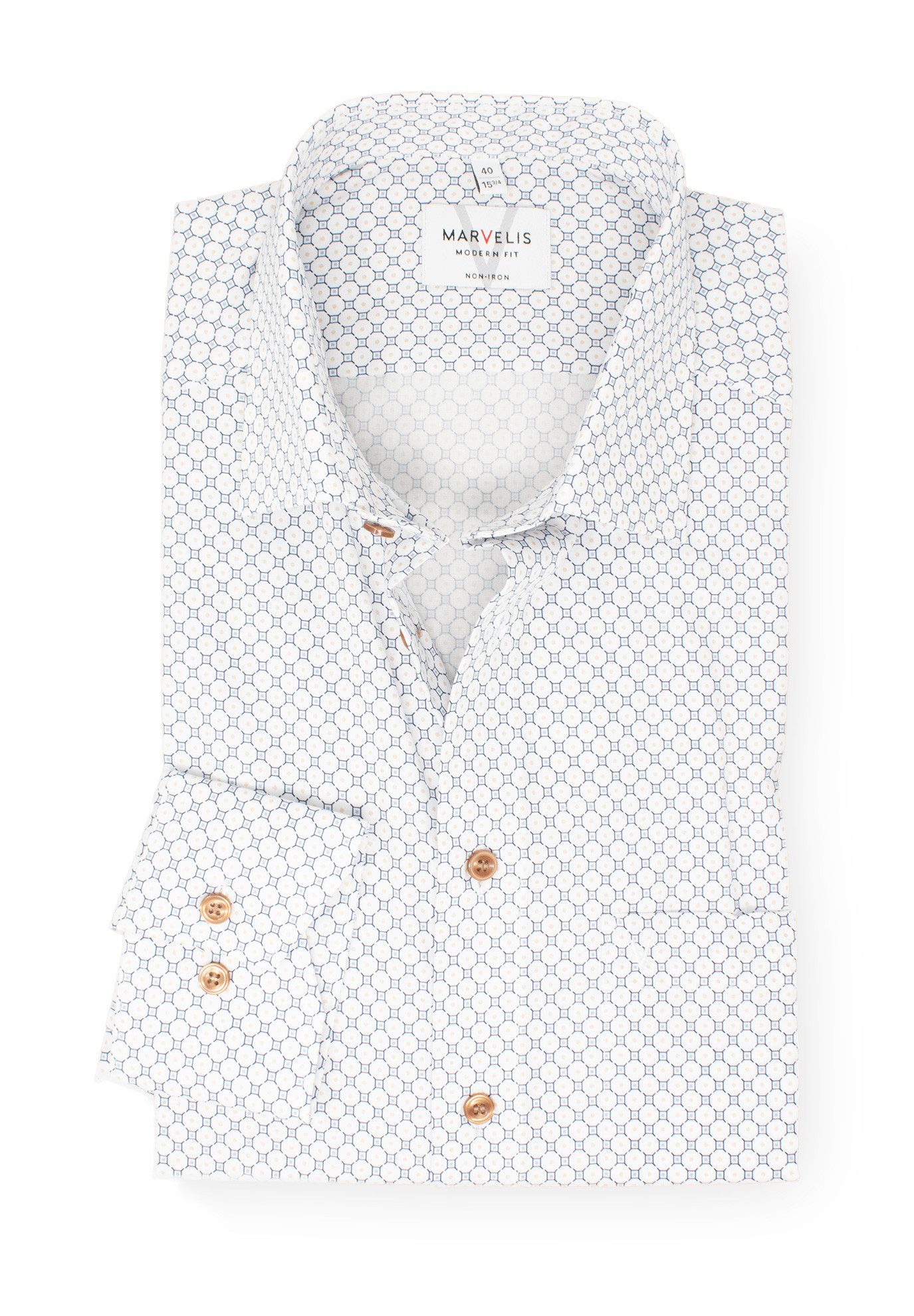 MARVELIS Businesshemd Modern Fit normale, leicht taillierte Schnittführung