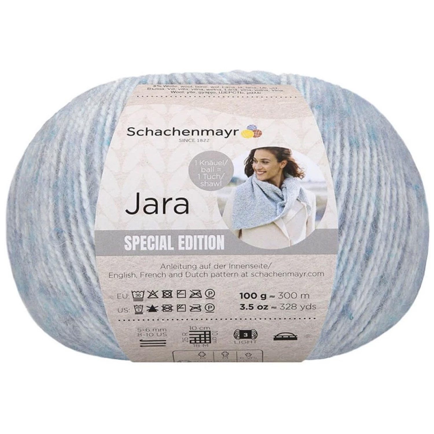 Schachenmayr Wolle Jara, Strickgarn 100g Kuschelwolle Häkelwolle, 300 m (Wolle zum stricken und häkeln, Jara), 68 % Polyacryl, 21 % Polyester, 8 % Alpaka, 3 % Wolle
