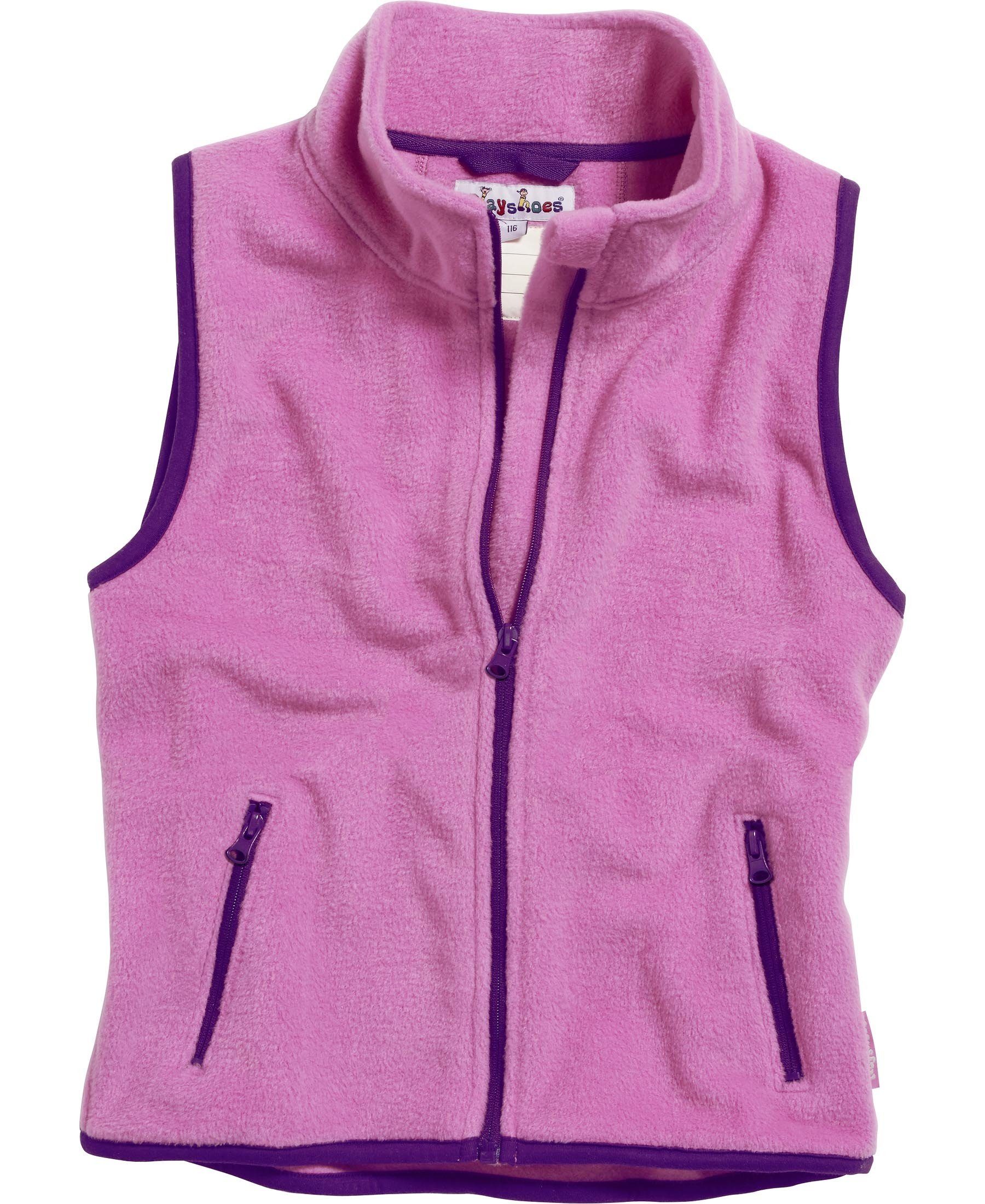 Strickfleecejacke Fleece-Weste farbig abgesetzt