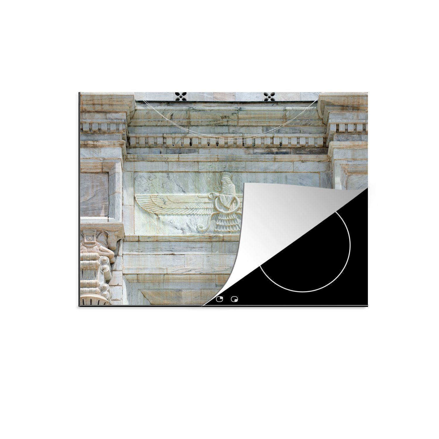 MuchoWow Herdblende-/Abdeckplatte Faravahar ist ein altes Symbol des persischen Reiches, Vinyl, (1 tlg), 70x52 cm, Mobile Arbeitsfläche nutzbar, Ceranfeldabdeckung | Herdabdeckplatten