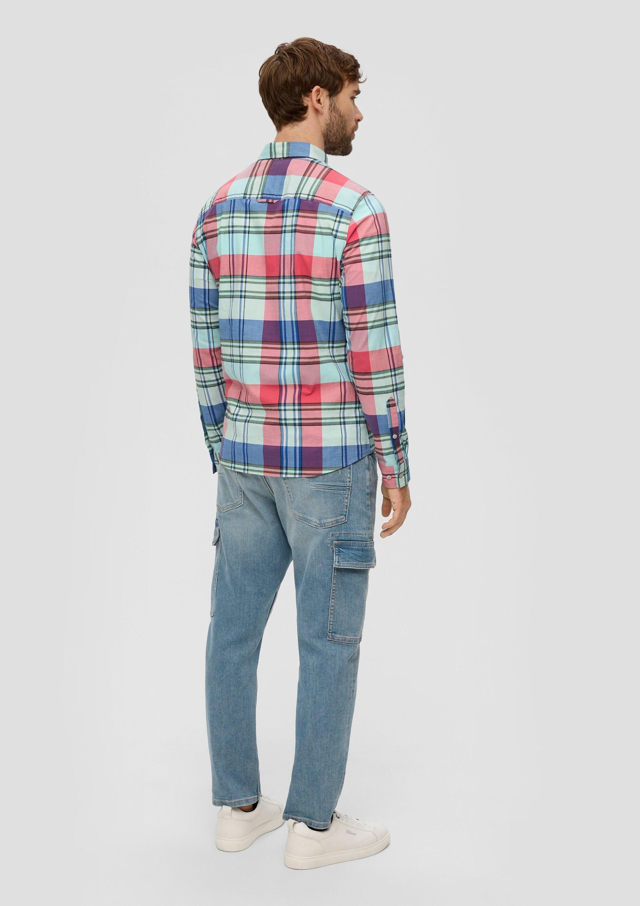 s.Oliver Langarmhemd Hemd Kariertes Hemd im Slim Fit