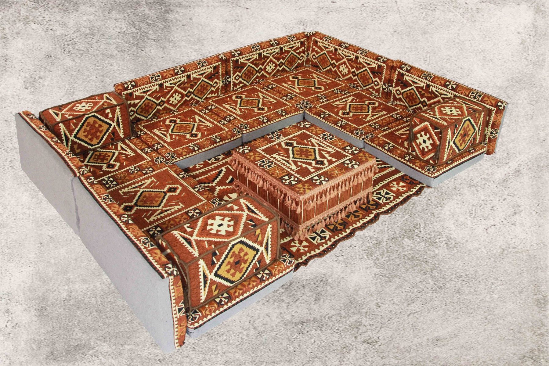 CaddeBuy Sofa Orientalische Sitzecke, Sitzkissen, Arabisches Majlis Sofa, Kelim, 19 Teile
