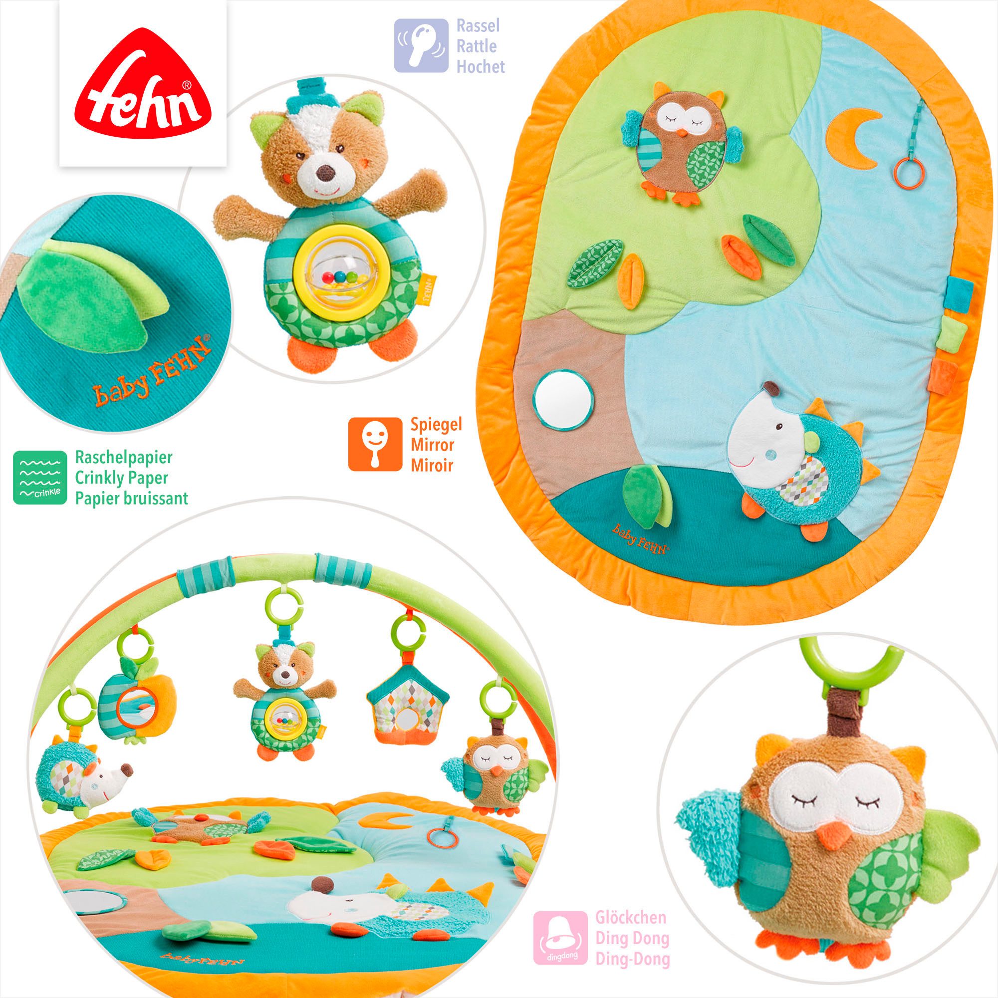 Fehn Spielbogen Sleeping Forest, 3-D-Activity-Decke, mit Krabbeldecke