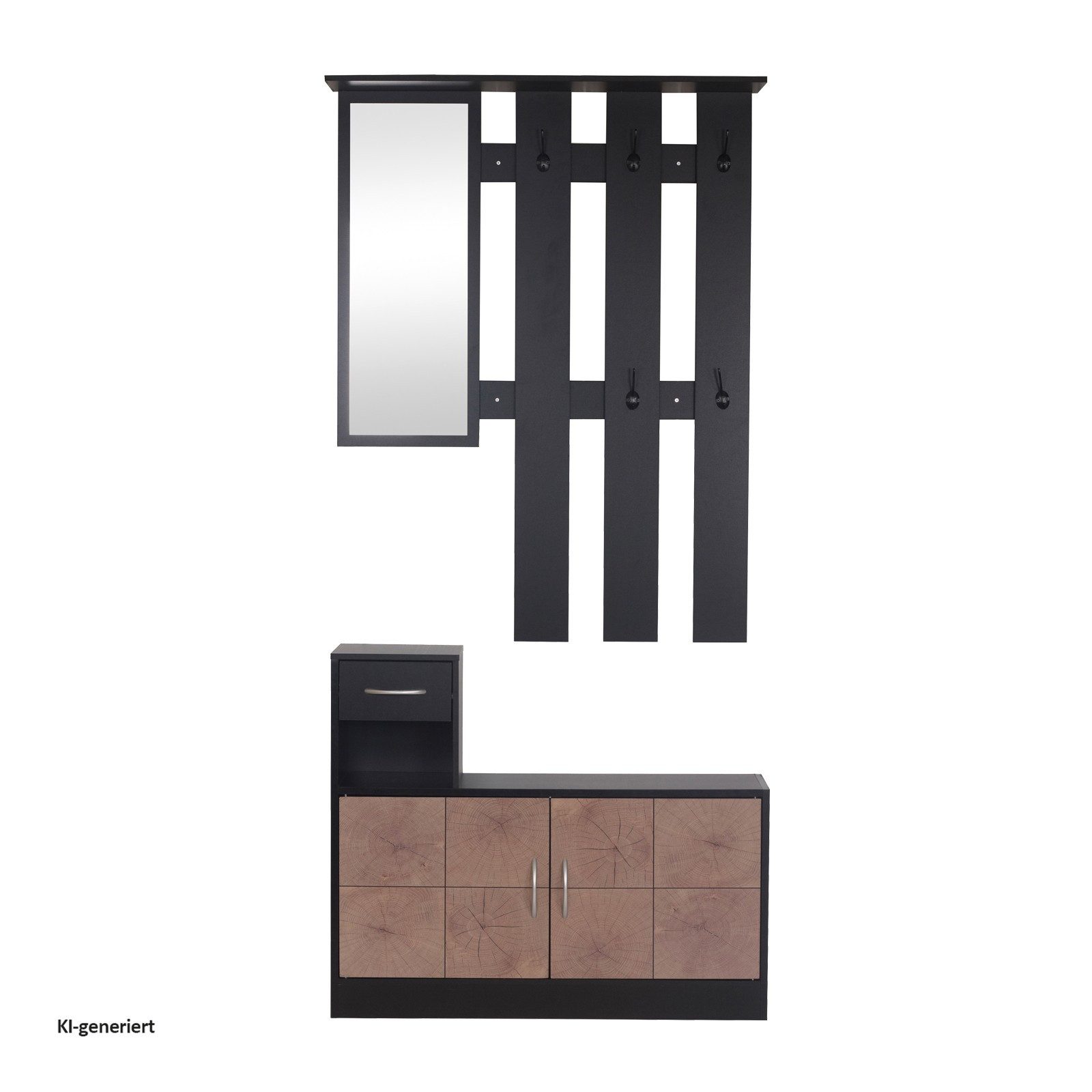 HTI-Living Garderoben-Set Garderoben-Set Dana mit Schuhschrank Schwarz, (Set, 2-St)