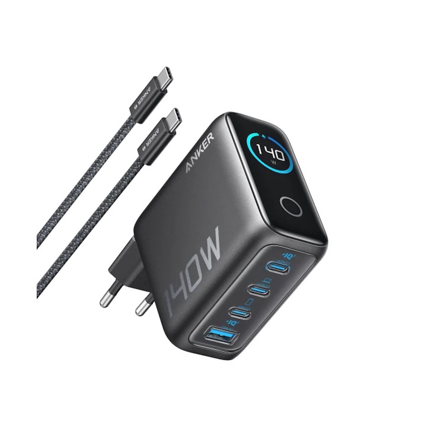 Anker Anker 140W USB C Ladegerät 4-Port Multi-Geräte Schwarz USB-Ladegerät (140W Ladung für bis zu 4 Geräte)