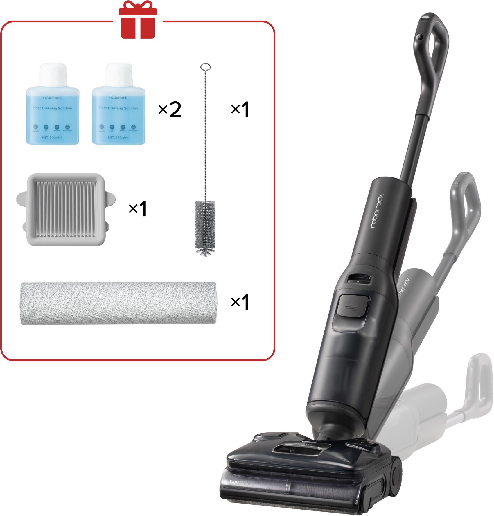 Roborock Nass-Trocken-Sauger F25 Steam-Kit, 25.000 Pa Saugkraft, vier Reinigungsmodi, 280 W, beutellos, Dampfreinigung, Lay-Flat-Reinigung, Selbstreinigung und Trocknung