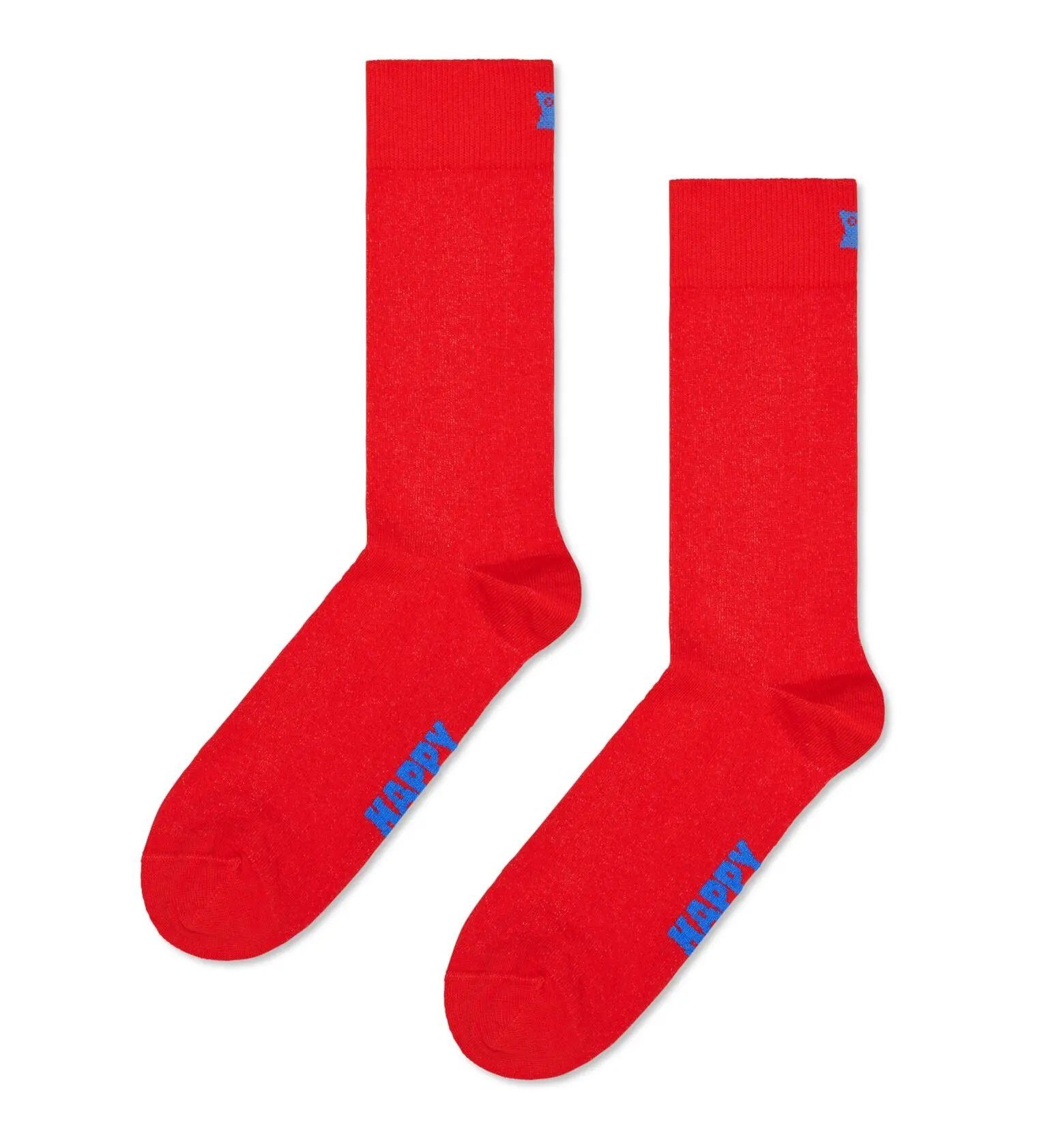 Happy Socks Socken Tagessocke Crew Solid rot - 1 Paar