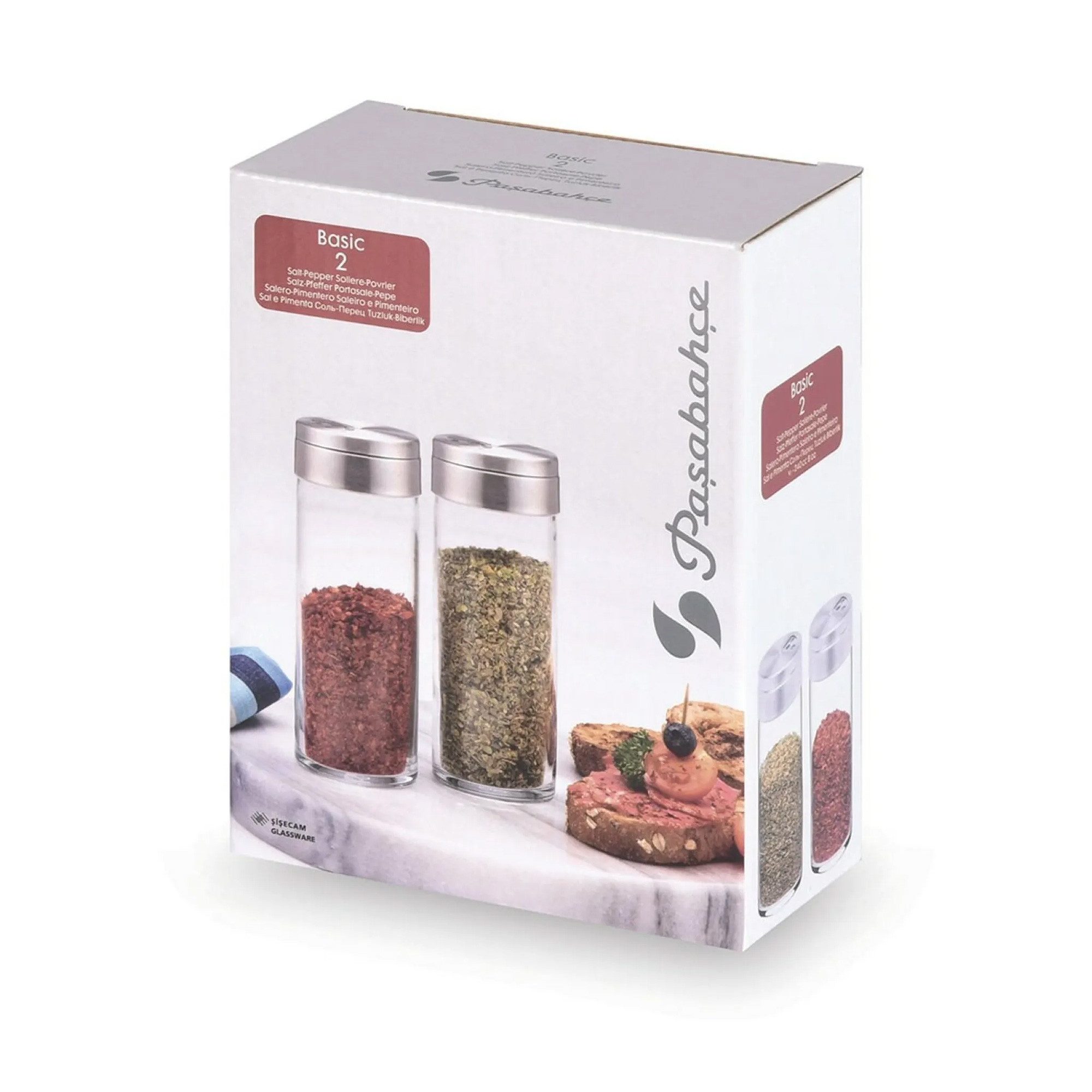 Pasabahce Salzstreuer Pasabahce Basic 2er Salz- & Pfefferstreuer 240 ml –mit Edelstahldeckel, (2-tlg) – Bild 3 von 3
