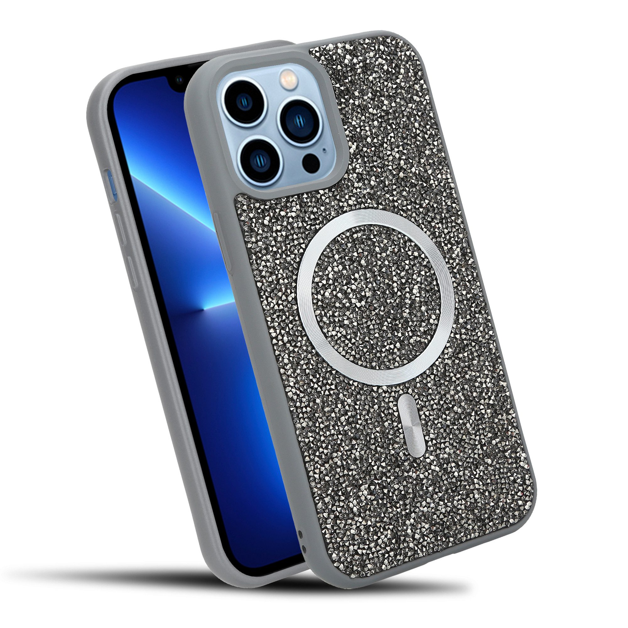 Cadorabo Handyhülle Apple iPhone 13 PRO, Hülle Schutzhülle Case Cover kompatibel mit Magsafe Diamant Glitzer