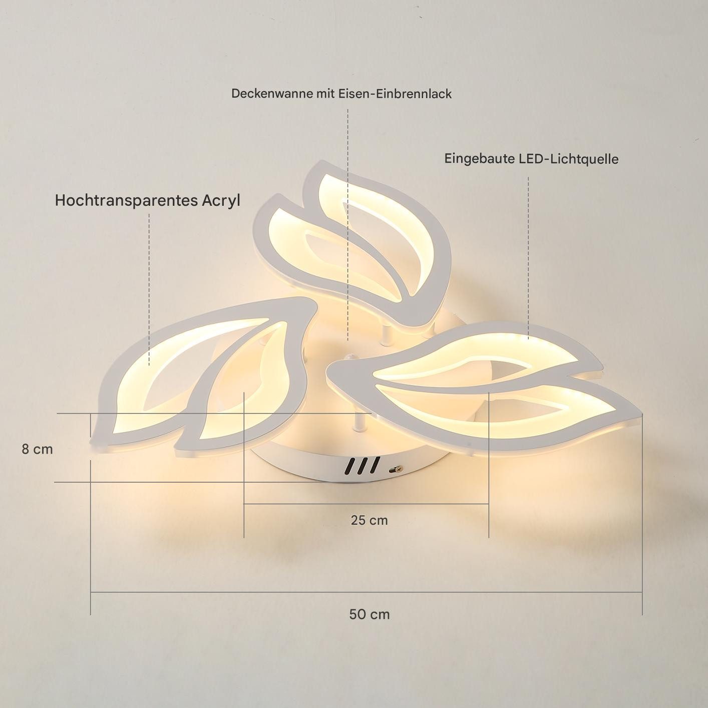 Riserva Deckenleuchte LED Schlafzimmerleuchte,3 köpfige Blütenblatt Deckenl günstig online kaufen