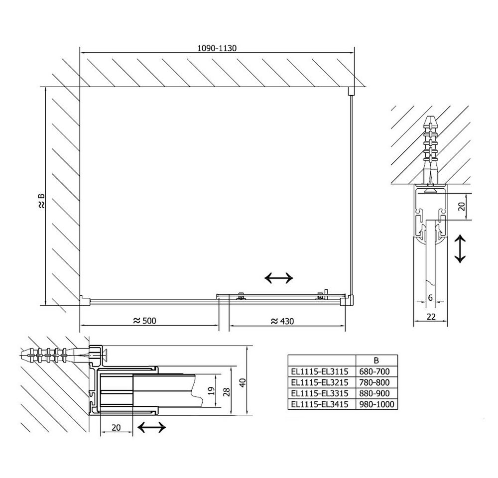 Thumbnail - HAK Eckdusche Easy Line Duschkabine 1100x800mm, BxT: 110x80 cm