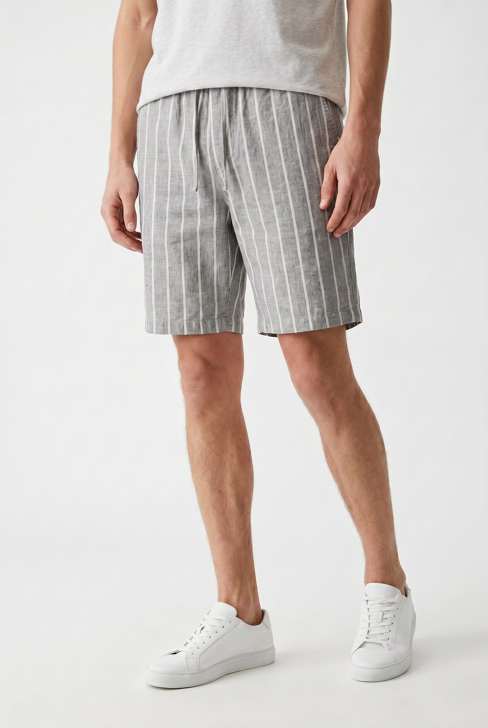 Jack & Jones Bermudas JPSTJAIDEN SUMMER LINEN BLEND STRIPE REG mit elastischem Bund