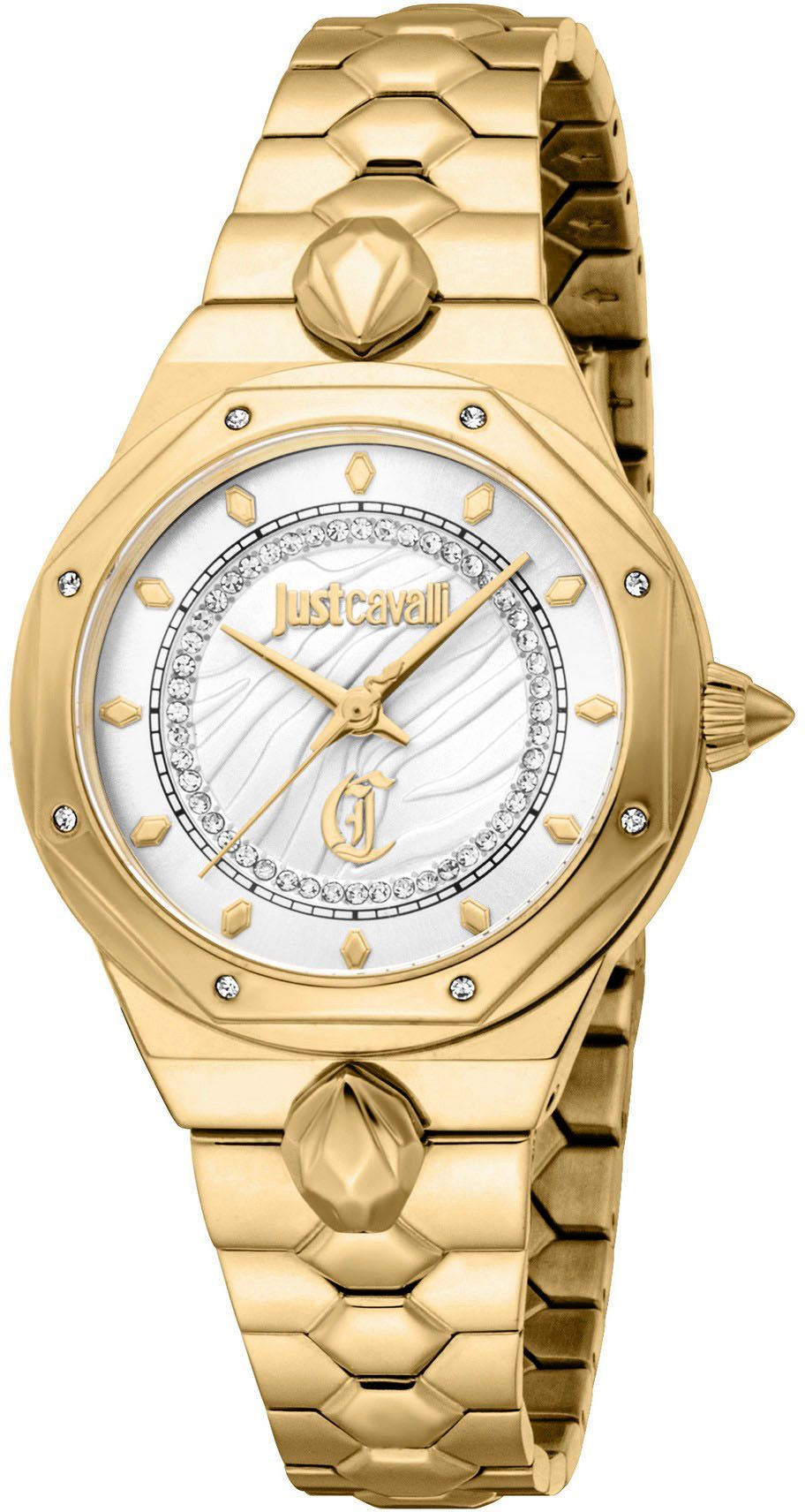 Just Cavalli Time Quarzuhr Glam JC1L277M0025, Armbanduhr, Damenuhr, Edelstahlarmband, analog, Kristallsteine