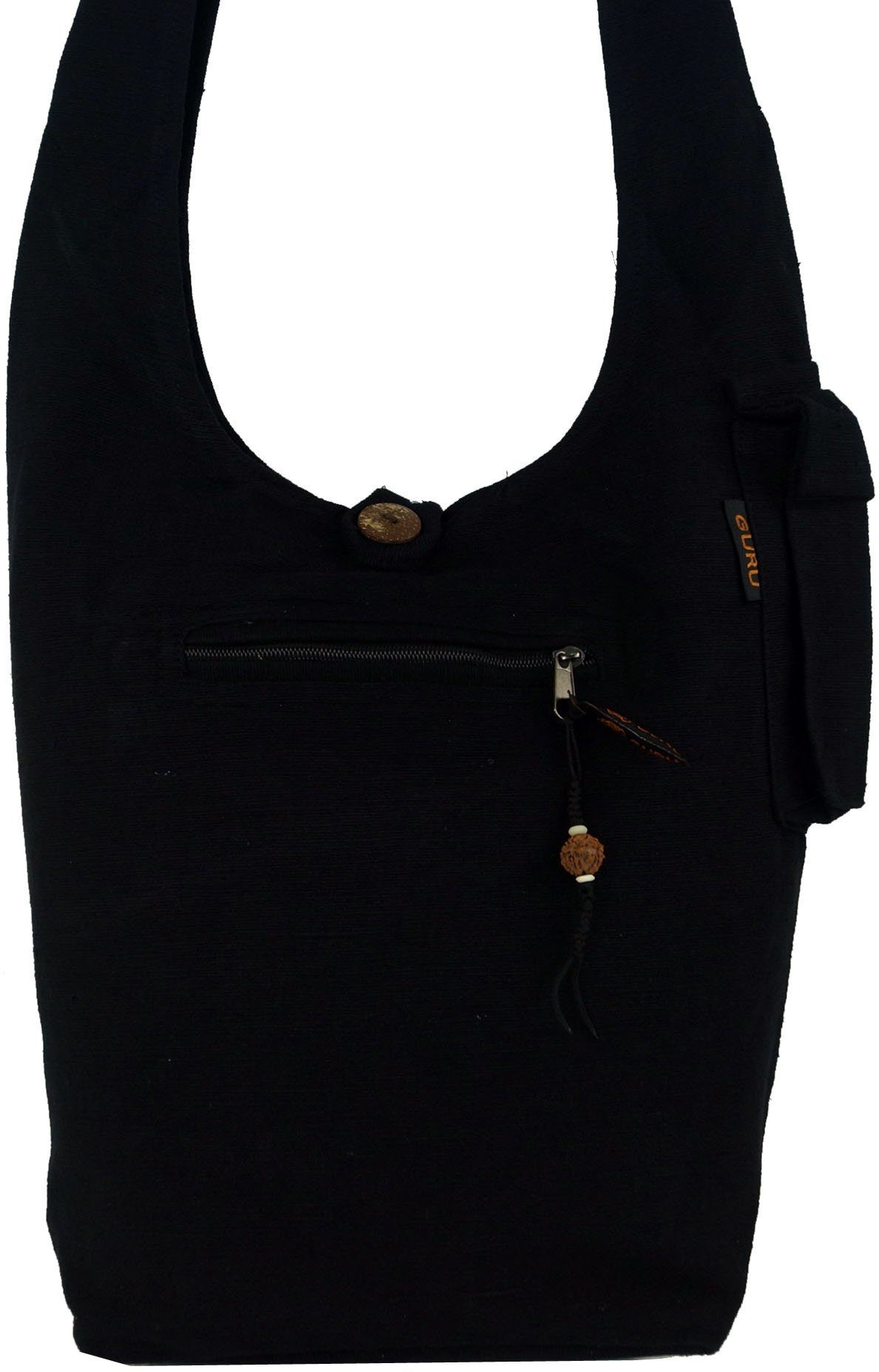 Guru-Shop Schultertasche Sadhu Bag, Goa Tasche, Schulterbeutel - schwarz – Bild 2 von 3