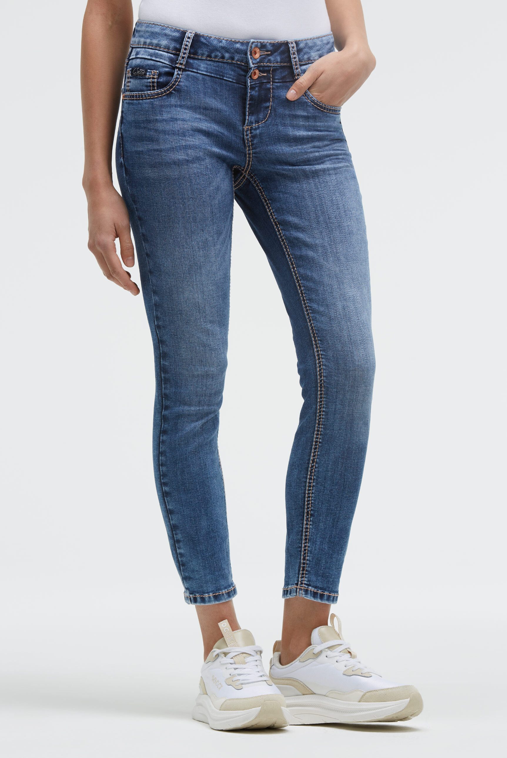 SOCCX Slim-fit-Jeans mit verkürztem Bein