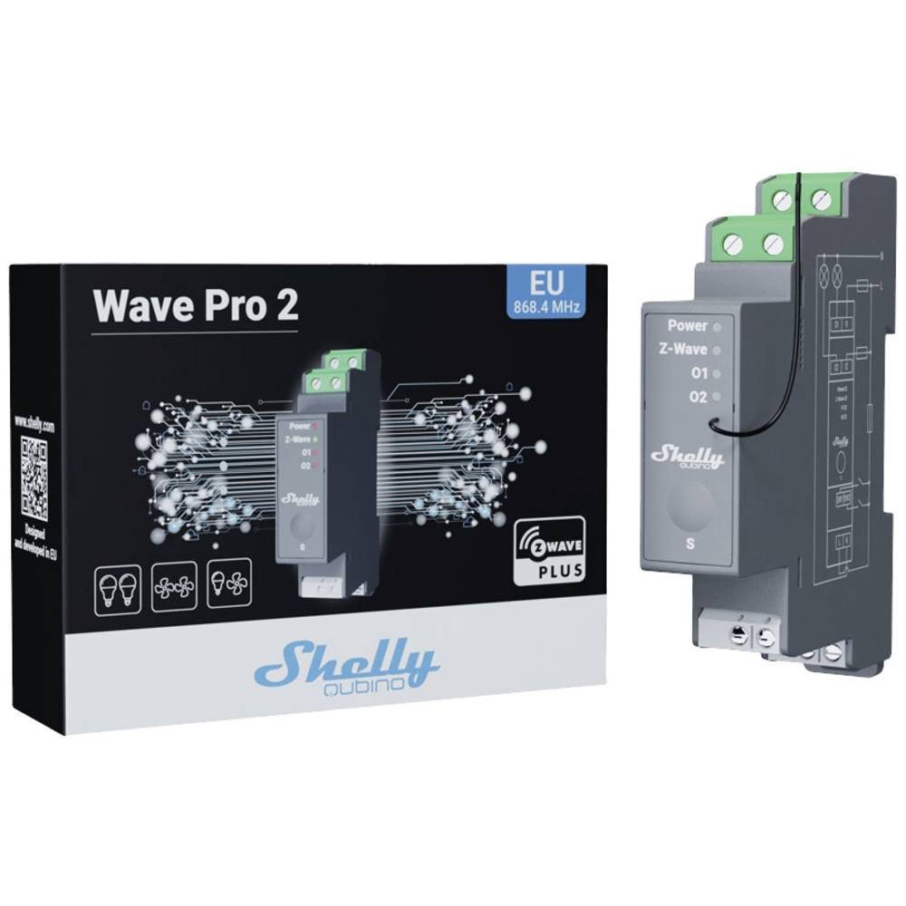 Shelly Relais max. 25 A 2 Phasen 2 x 16 A Z-Wave Shelly_W_Pro_2 Smart-Home-Zubehör