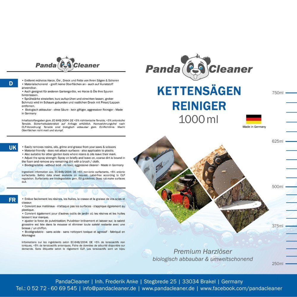 PandaCleaner Harzlöser - Sägeblatt-, 1 x 1 Ausgießer Heckenscheren- + (Set, Kettensägenreiniger Kanister & 5l) x [2-St