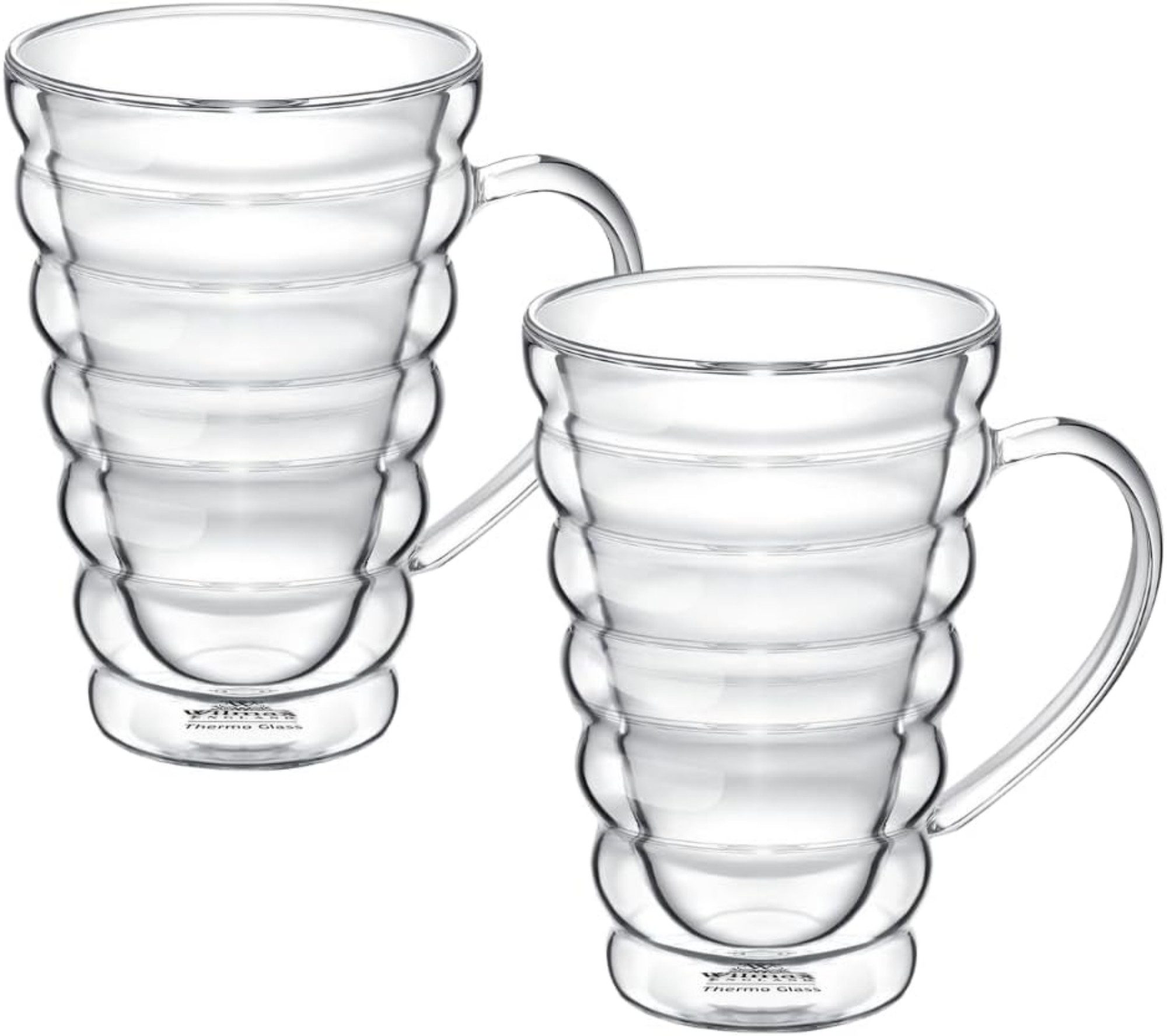 Wilmax England Термокружка, Кружки Bubble mit Henkel - Doppelwandige Gläser - 250 ml - 2 Stück
