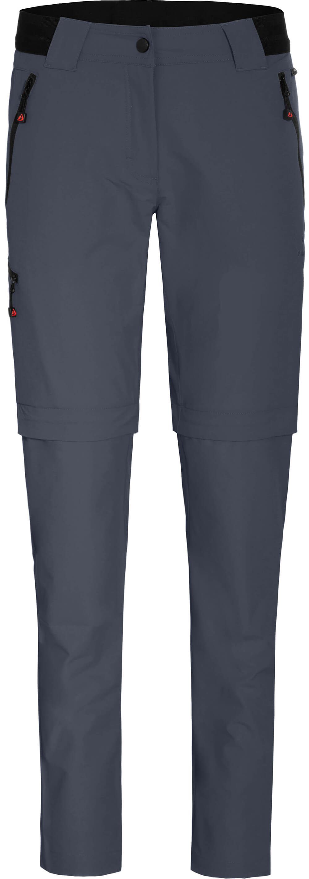 Bergson Zip-off-Hose VIDAA COMFORT Zipp Off (slim) Damen Wanderhose, leicht strapazierfähig, Normalgrößen, grau/blau