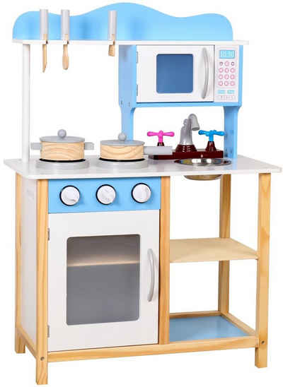 JOKA international Kinder-Küchenset Kinderspielküche aus Holz in blau mit Zubehör