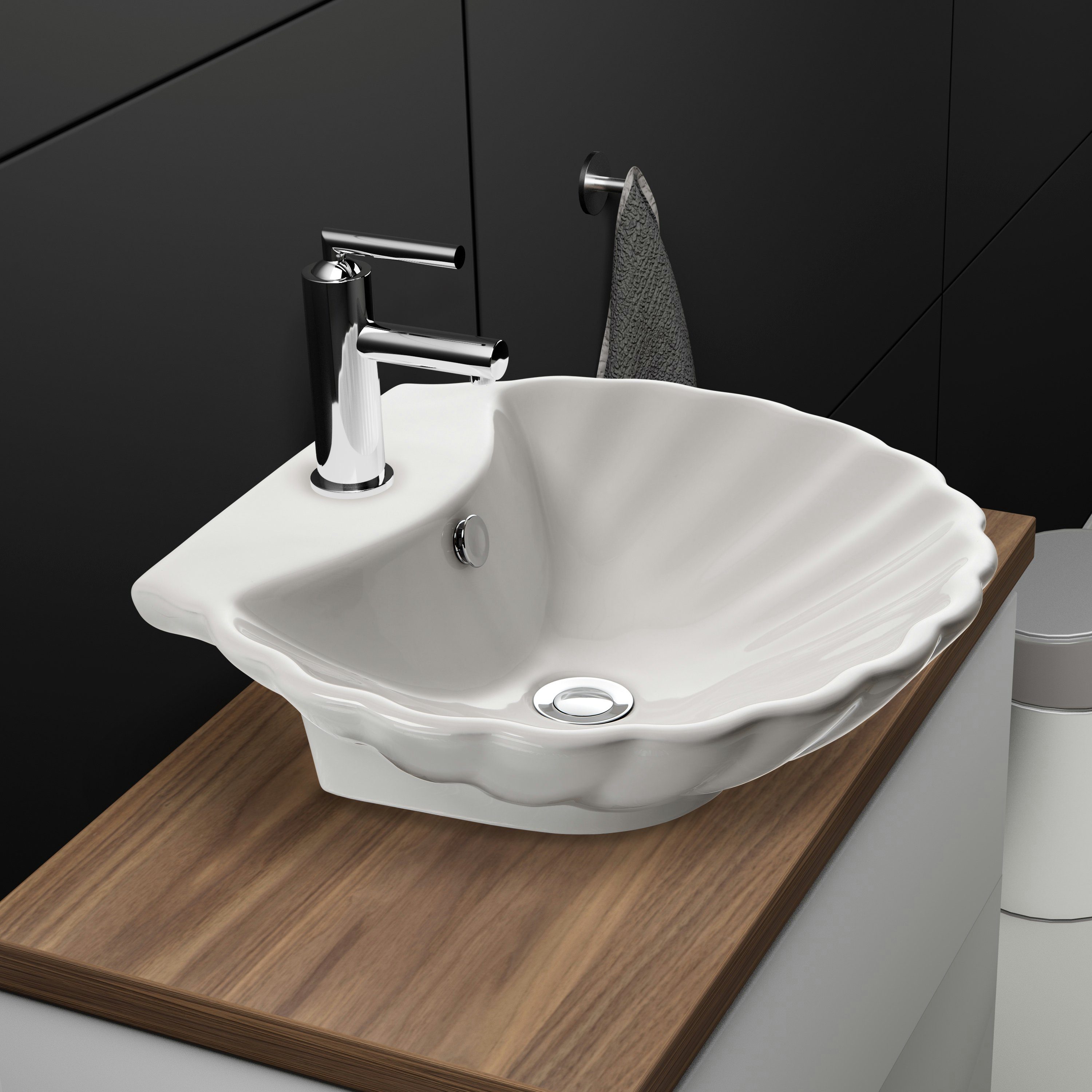 NEG Aufsatzwaschbecken NEG Aufsatz-Waschbecken Uno38A (Muschel-Form/oval) ( günstig online kaufen