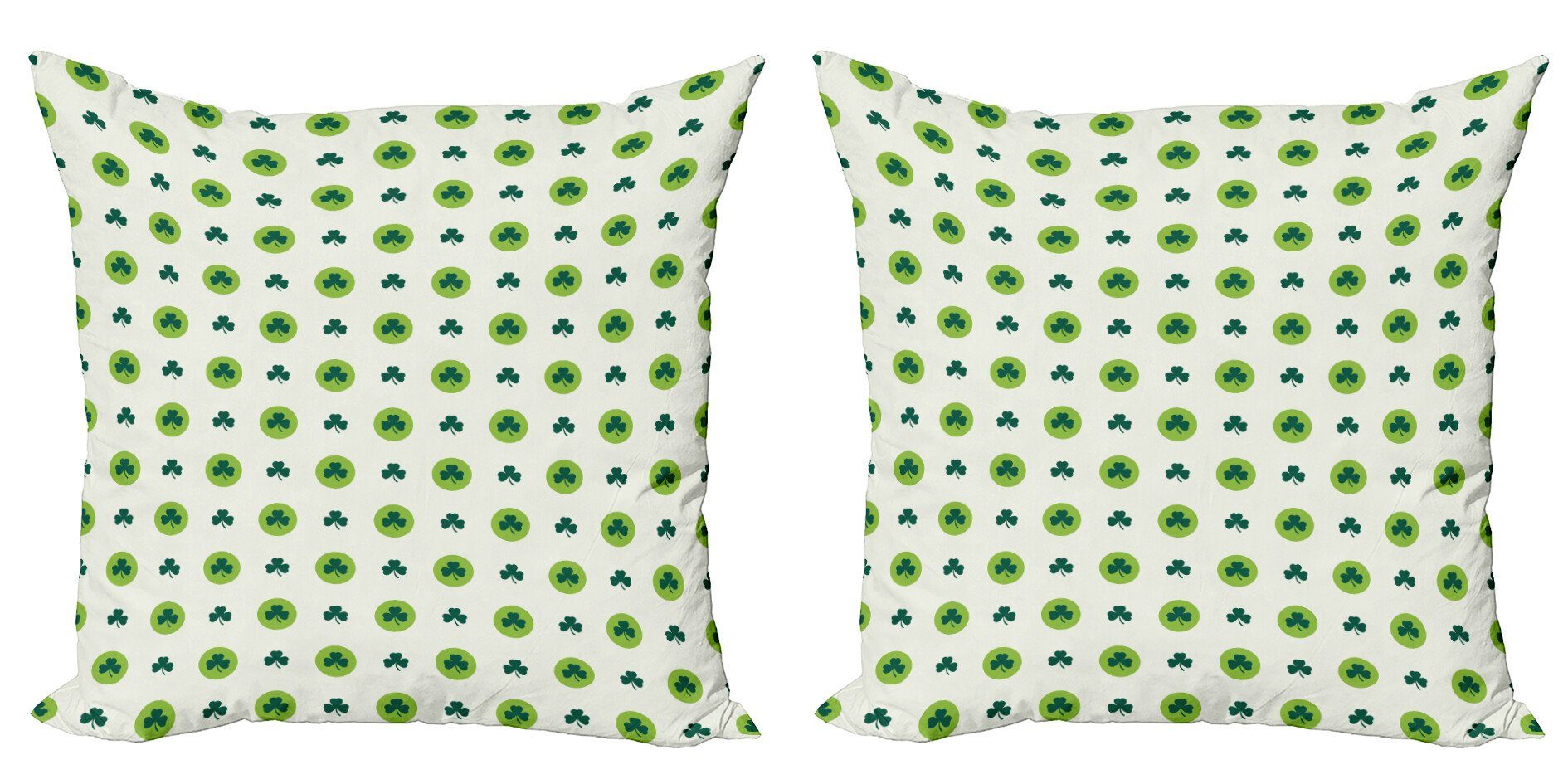 Punkte grüne Blumen Abakuhaus Digitaldruck, (2 Doppelseitiger Stück), Kissenbezüge Modern Accent Clovers Irish