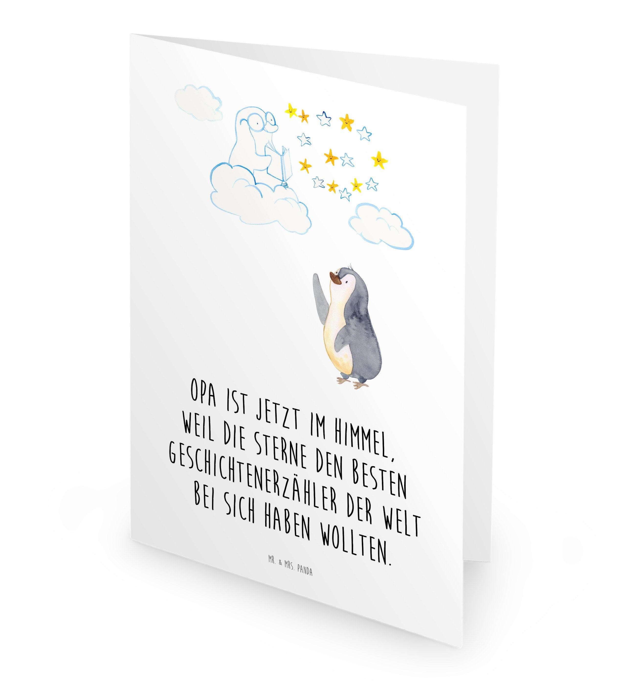 Mr. & Mrs. Panda Kondolenzkarte, Sterne Pinguin - Bei Beileidskarte Opa Trauersprüche, Weiß Karte, 