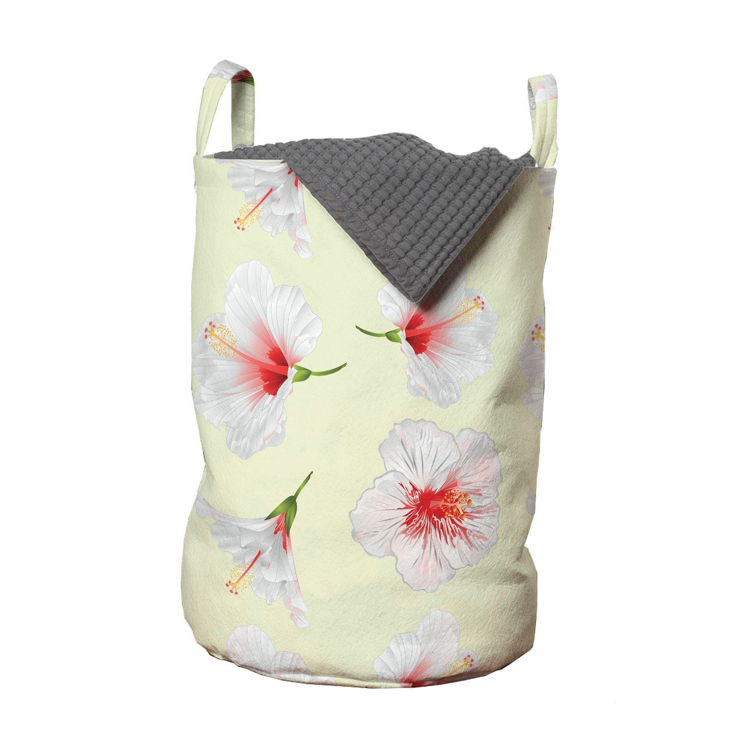 Abakuhaus Wäschesäckchen Wäschekorb mit Griffen Kordelzugverschluss für Waschsalons, Blumen Tropical Hibiscus Petals