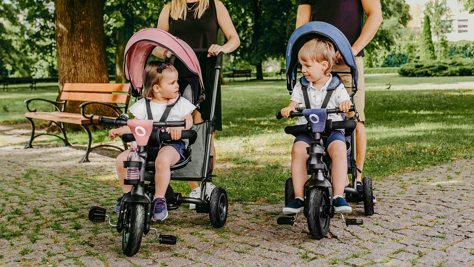 Klingel Tasche Tris, az Dreirad-Kinderwagen Blau lionelo zusammenfaltbar Fußstütze Getränkehalter