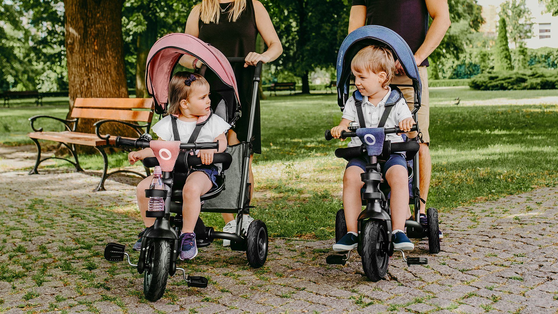 lionelo Dreirad-Kinderwagen Klingel Getränkehalter Tasche Fußstütze Tris, Grau az zusammenfaltbar