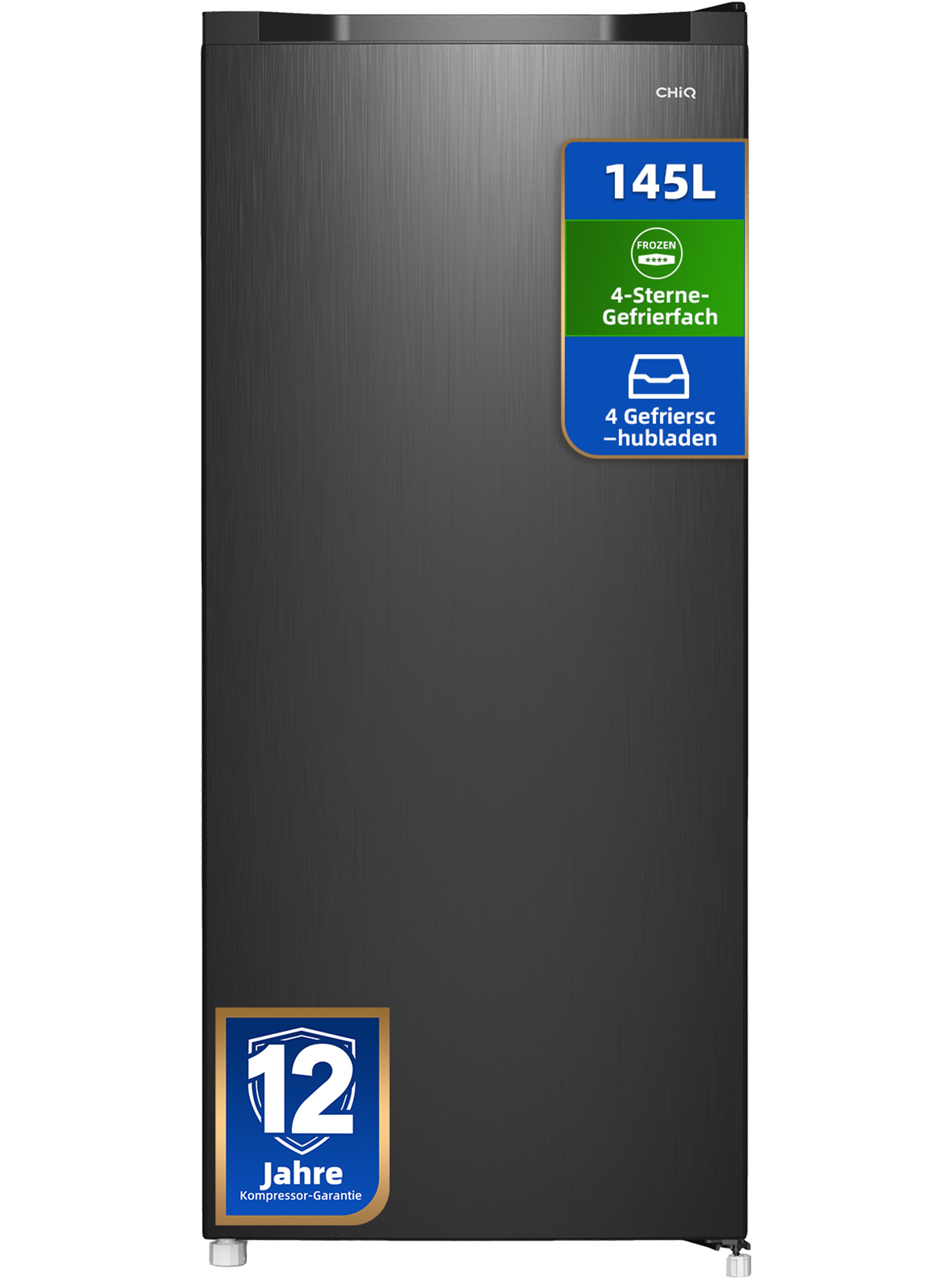 CHiQ Gefrierschrank Schneller Gefrierschrank FSD160D4E, 131 cm hoch, 54 cm breit, 4 Sterne 145L Gefrierschrank, 12 Jahre Garantie auf den Kompressor
