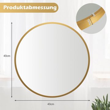 COSTWAY Wandspiegel, 40cm, rund, mit Metallrahmen, hängend