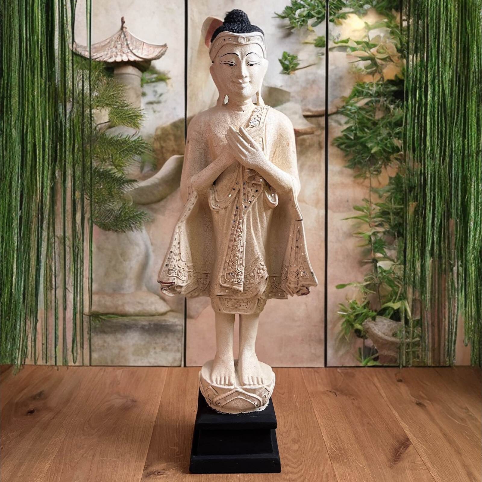 Holz LifeStyle 88cm Figur Wochentag Buddhafigur Freitag groß Buddha Asien Thailand,