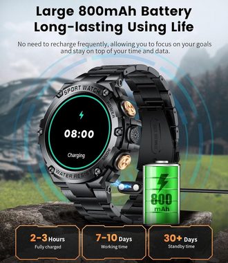 Lige Herren mit Telefonfunktion, Full Circle Touch Screen Fitness Tracker Smartwatch (1.5 Zoll, Andriod iOS), mit Herzfrequenz, 24 Stunden Blutdruck, IP67 wasserdichte Männer