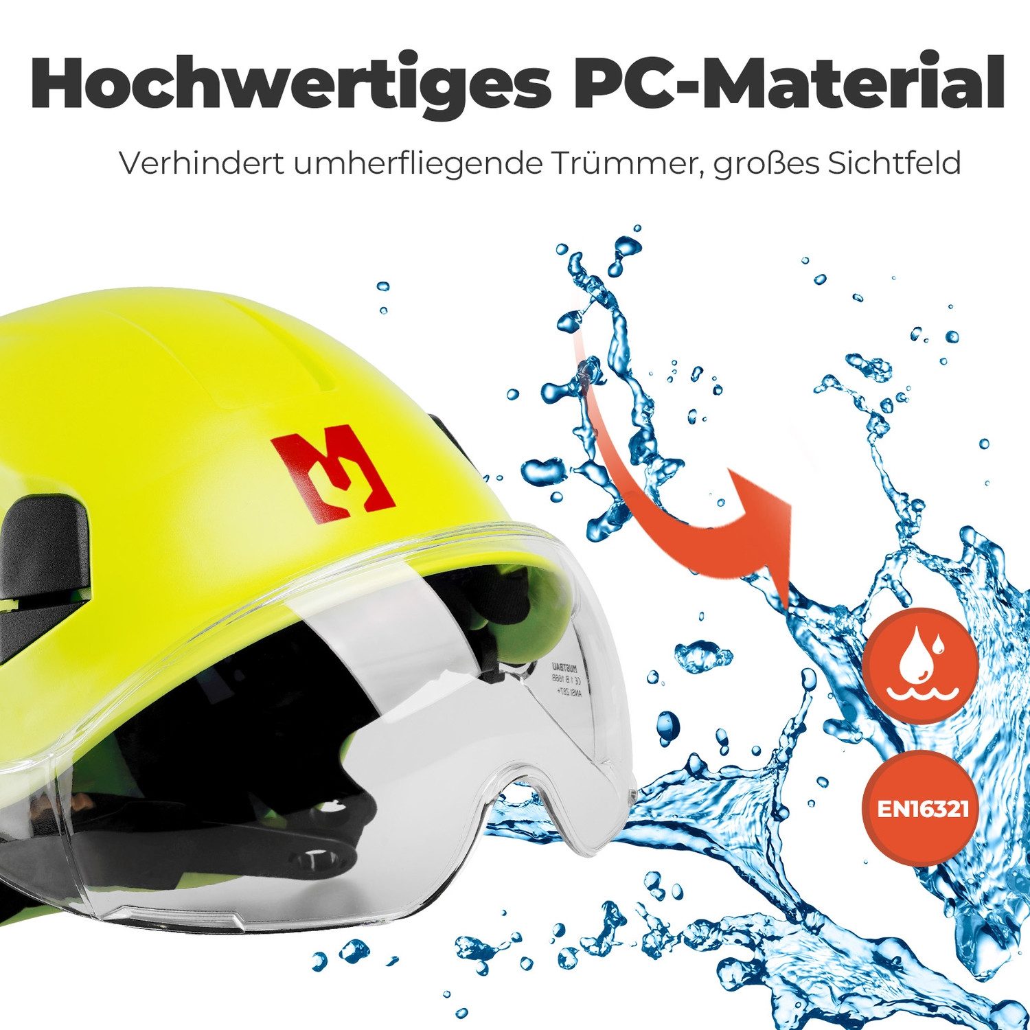 Mustbau Schutzhelm EN397 Schutzhelme mit Schweißband und Visier, 53 bis 63cm Verstellbarer Kopfumfang, strapazierfähiges ABS-Material – Bild 4 von 5
