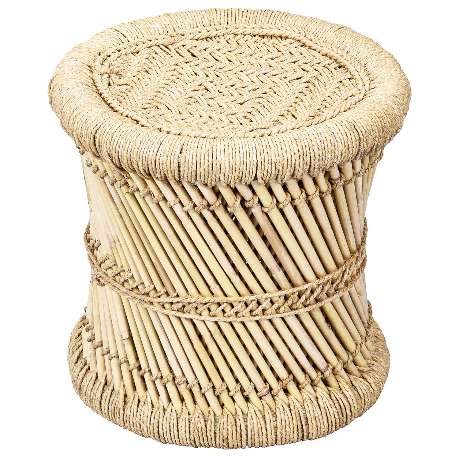 Marrakesch Orient & Mediterran Interior Sitzhocker Boho Sitzhocker Benita handgefertigt aus Bambus in Natur 36 cm modern (1 St), Handarbeit