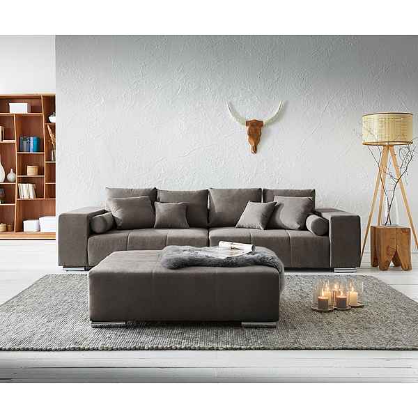 DELIFE Big-Sofa »Marbeya«, Khakibraun 285x115 cm mit Hocker Big Sofa