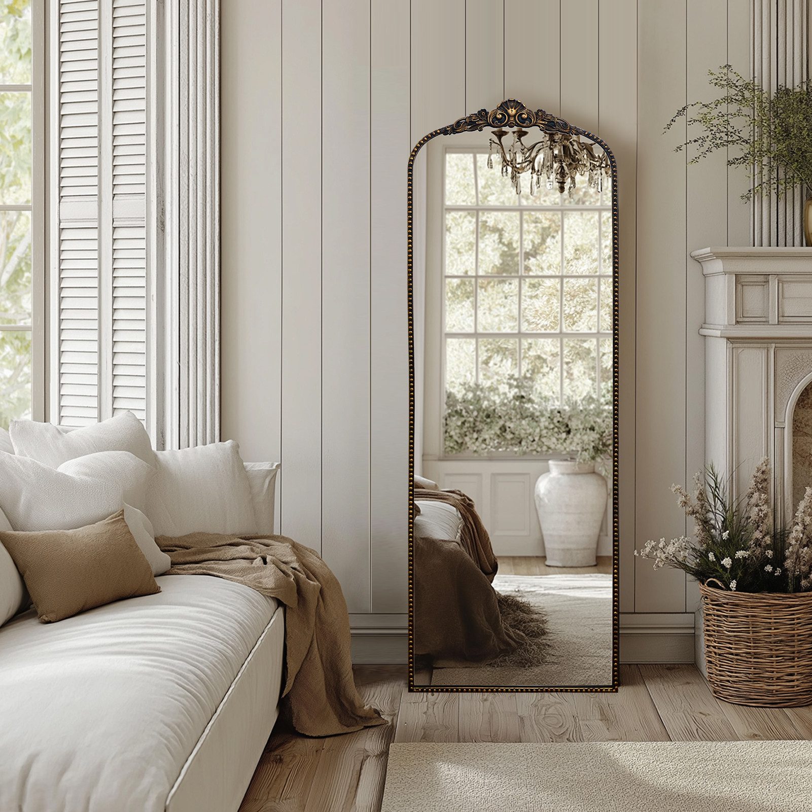 G-LEAF Spiegel Antiker Spiegel im Barockstil mit Metallrahmen von Perlenver günstig online kaufen