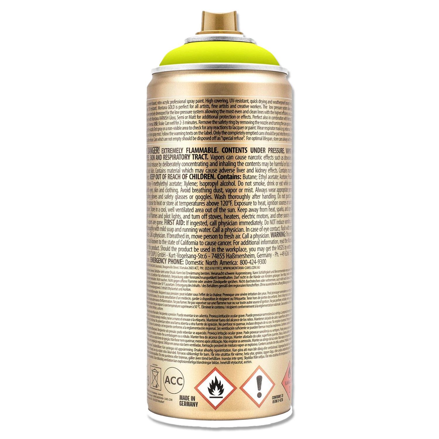 Montana Cans Sprühlack Sprühlack, Montana GOLD, Fluoreszierend, 400ml, Farbauswahl