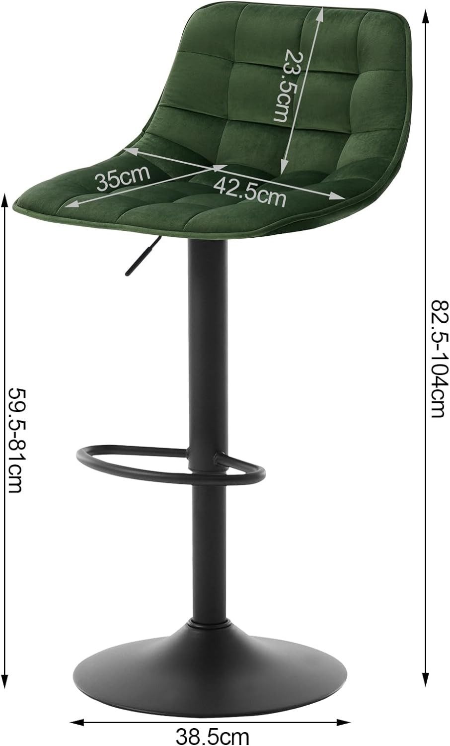 Woltu Barhocker (2 St), höhenverstellbar & 360° drehbar, Samt und Metall