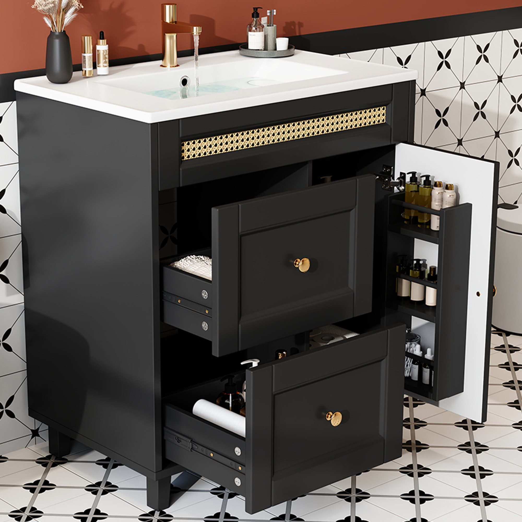 Fine Life Pro Waschbeckenschrank Freistehender Badezimmerwaschtisch 76×46×86,5 cm