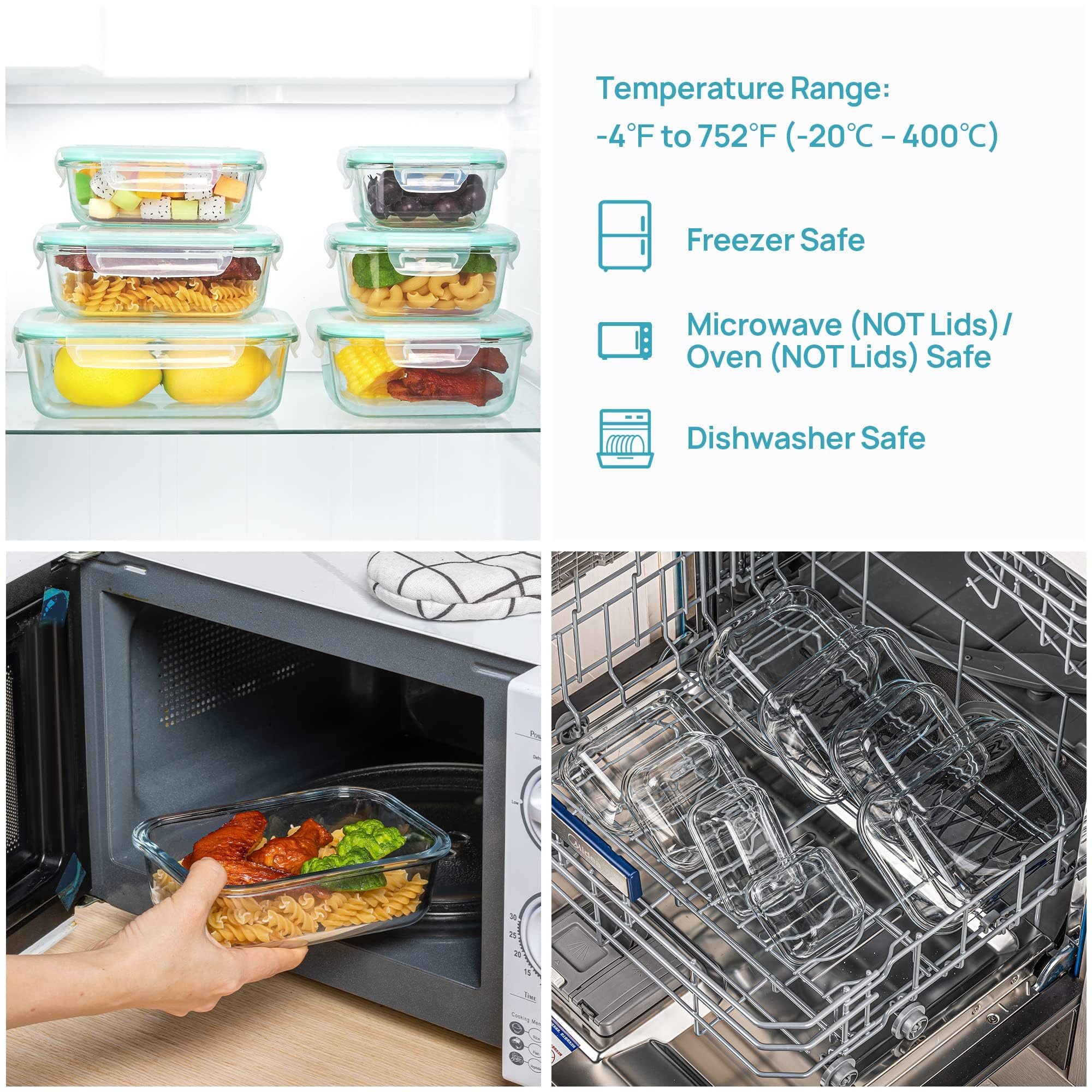 SURFOU Frischhaltedose 8-teiliges Glasbehälter-Set mit Deckel Frischhaltedosen Set, Glas, (Vorratsdosen-Set aus Glas, Geschirrset, Meal Prep Gläser, Meal Prep B – Bild 4 von 5