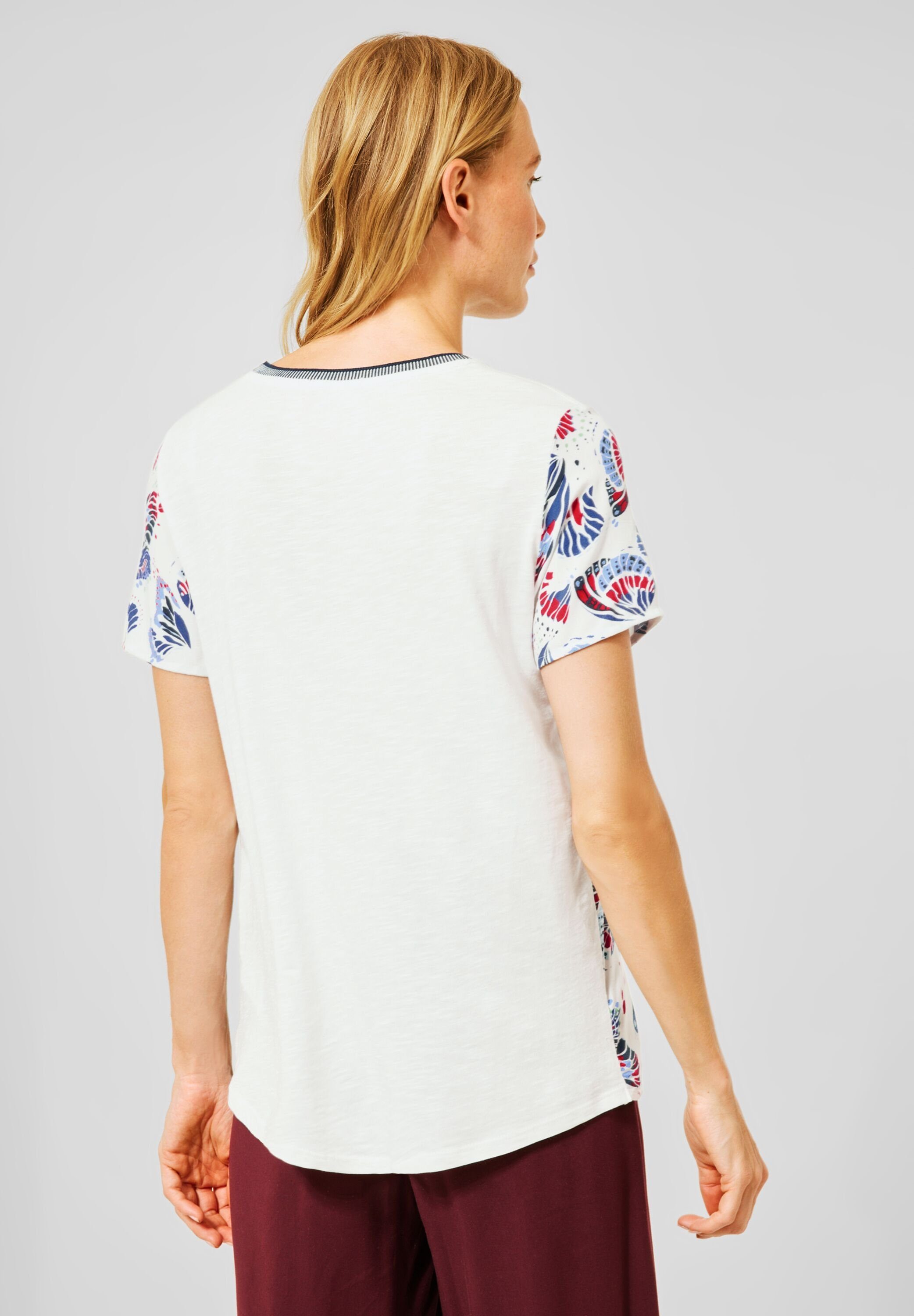 Cecil T-Shirt mit Materialmix, Allover Print auf der Vorderseite